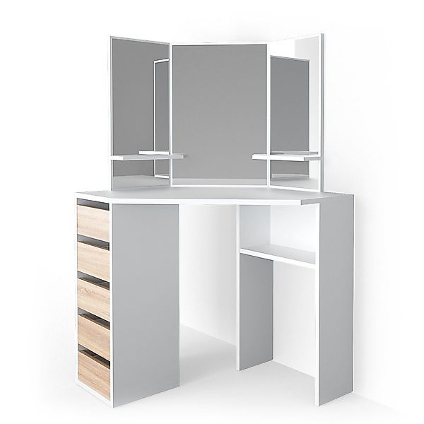 Vicco Schminktisch Arielle, Weiß/Sonoma, 110 cm günstig online kaufen