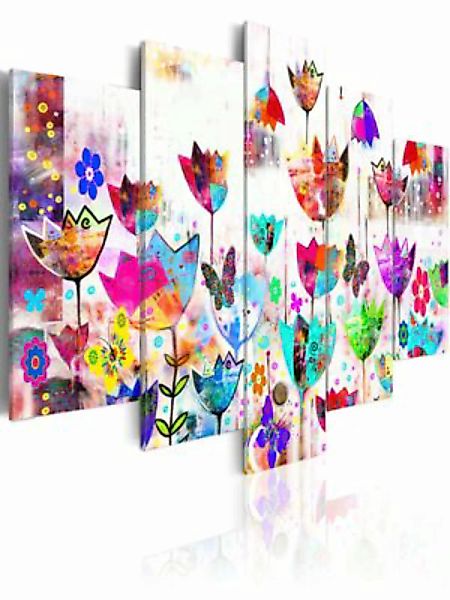 artgeist Wandbild Tulpen im Regen mehrfarbig Gr. 200 x 100 günstig online kaufen