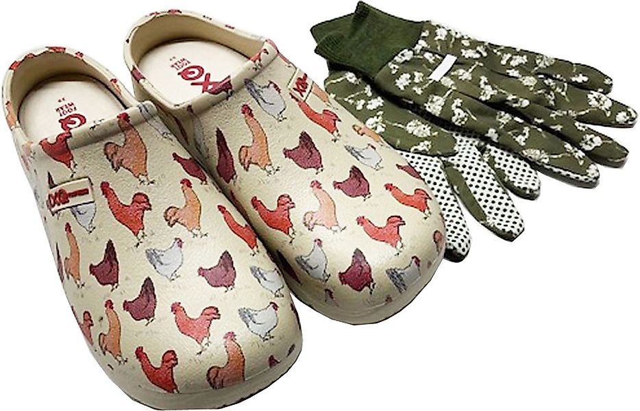 Steinnacher Bärbel Damen Gartenclogs mit Hühnermotiv günstig online kaufen