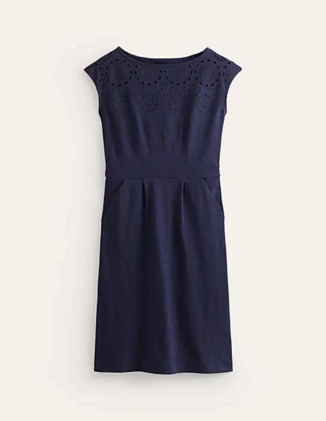 Florrie Jersey-Kleid mit Stickerei Damen Boden, Marineblau günstig online kaufen
