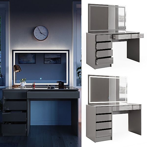 Vicco Schminktisch Sherry, Grau, 120 cm günstig online kaufen