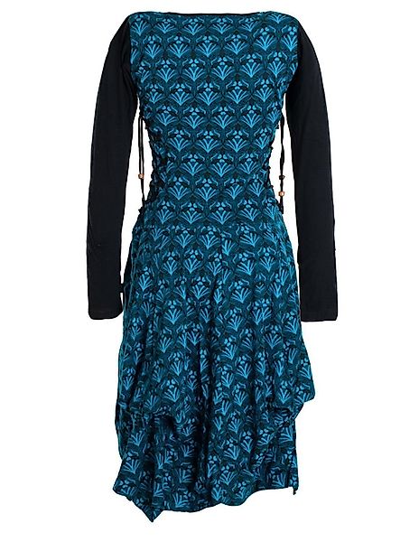 Vishes Jerseykleid Jersey-Kleid Blumenkleid Schnürung V-Ausschnitt günstig online kaufen