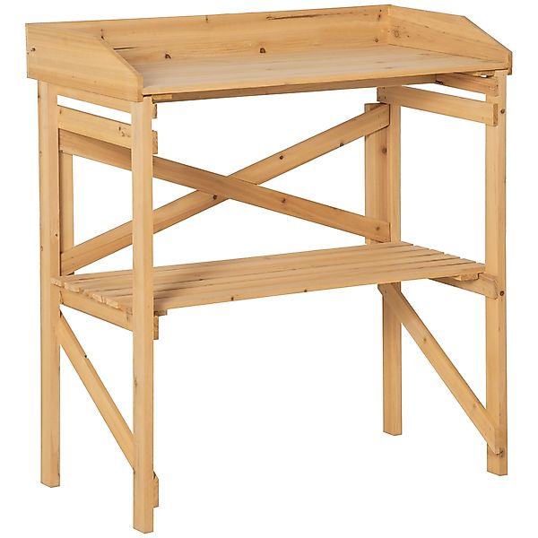 Outsunny Pflanztisch mit Ablagefläche 80x40x84cm, Blumentisch aus Holz in H günstig online kaufen