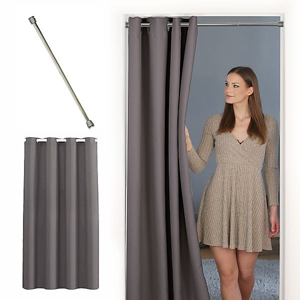 tinycurtains Türvorhang mit Stange silber 70-120 günstig online kaufen