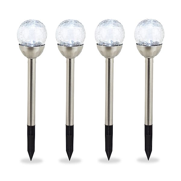 relaxdays Gartenleuchte Glaskugel 4er Set, Weißes günstig online kaufen