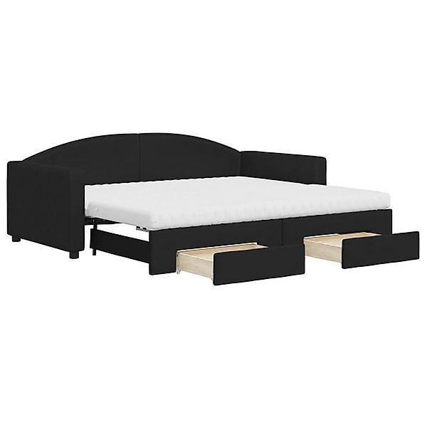 vidaXL Bett Tagesbett Ausziehbar mit Schubladen Schwarz 90x190 cm Stoff günstig online kaufen