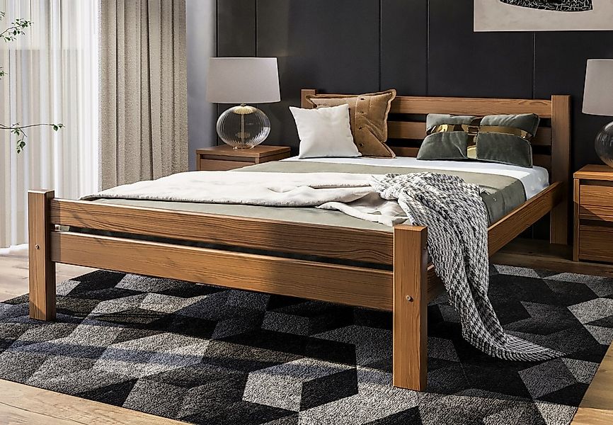 Home Collective Bettgestell Massivholzbett, Einzelbett mit dicken Beinen & günstig online kaufen