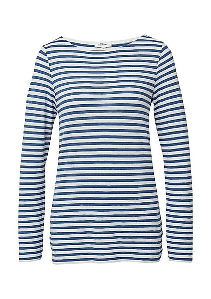 s.Oliver Langarmshirt - Gestreifter Longsleeve aus Flammgarn günstig online kaufen