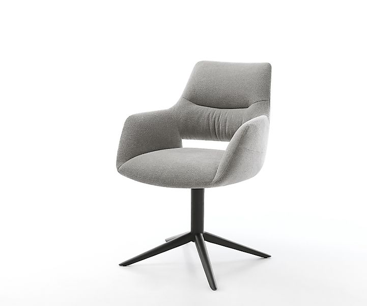 Drehstuhl Yago-Flex mit Armlehnen Strukturstoff Soft Grau Fußkreuz Schwarz günstig online kaufen