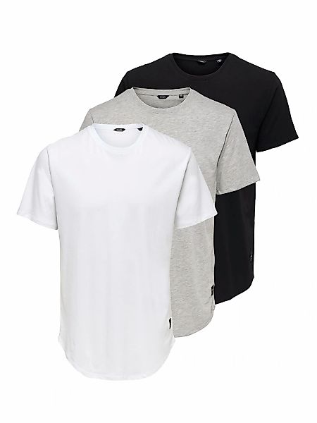 ONLY & SONS Rundhalsshirt "ONSMATT LONGY SS TEE 3-PACK" Packung, 3 tlg. Bau günstig online kaufen