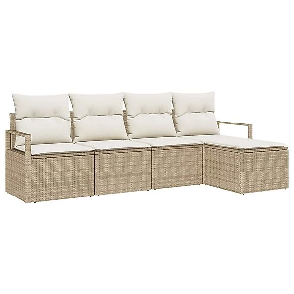 vidaXL Garten-Sofa-Set 5-Tlg Beige Poly Rattan 3346341 günstig online kaufen