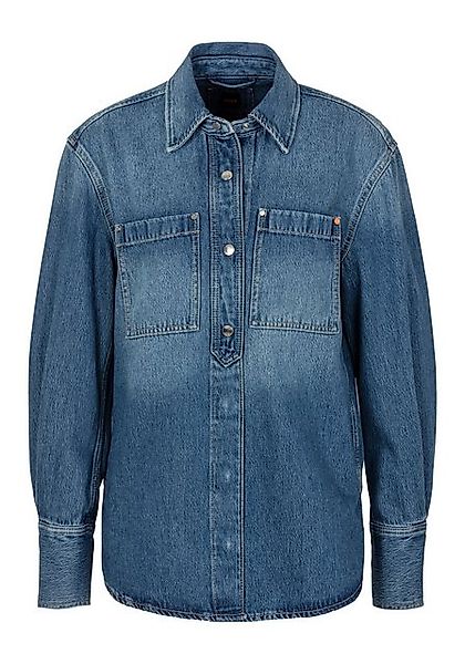 BOSS ORANGE Hemdbluse "CARGO SHIRT Premium Damenmode", mit Kellerfalte hint günstig online kaufen