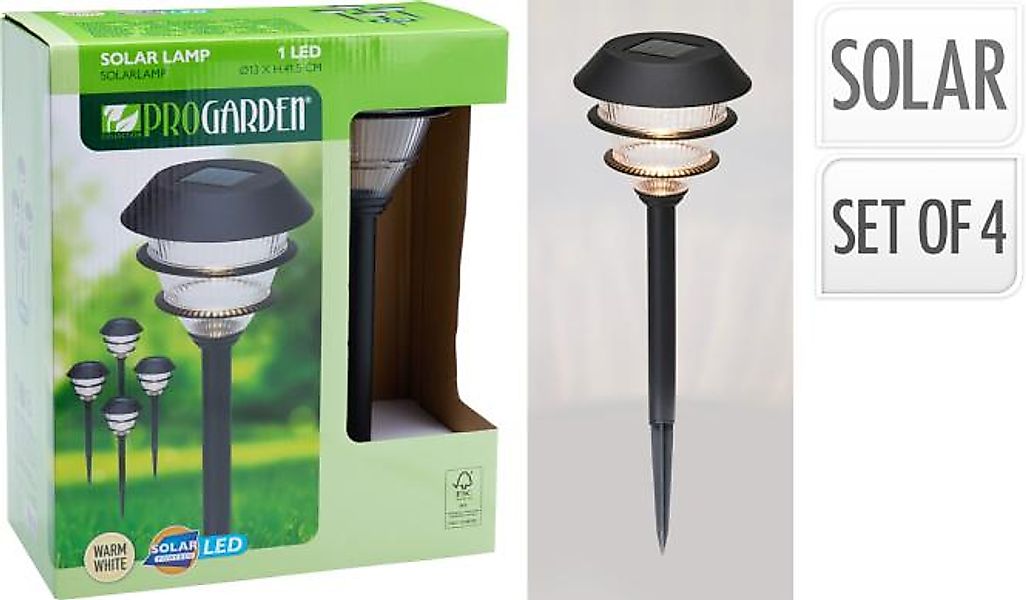 SOLAR LAMPE ZWART 4er Set Polypropyleen Schwarz günstig online kaufen