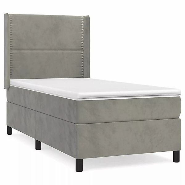 vidaXL Boxspringbett Boxspringbett mit Matratze Hellgrau 90x200 cm Samt Bet günstig online kaufen