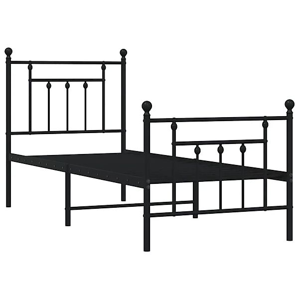 vidaXL Bettgestell mit Kopf- und Fußteil Metall Schwarz 75x190 cm 353545 günstig online kaufen