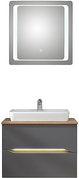 Saphir Badmöbel-Set "Quickset 2-teilig, Keramik-Aufsatzbecken mit LED-Spieg günstig online kaufen