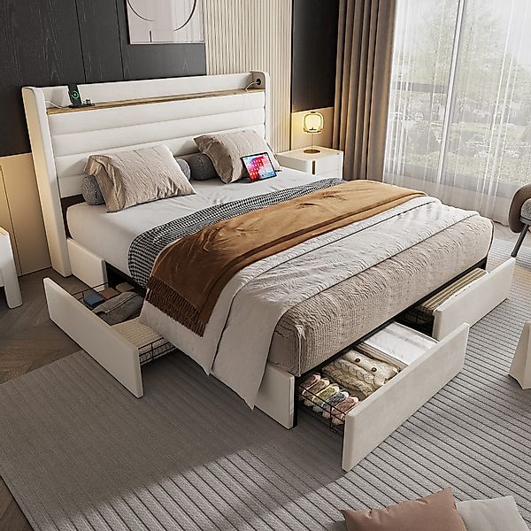 STILVORA Polsterbett Doppelbett 160x200 mit Stauraum günstig online kaufen