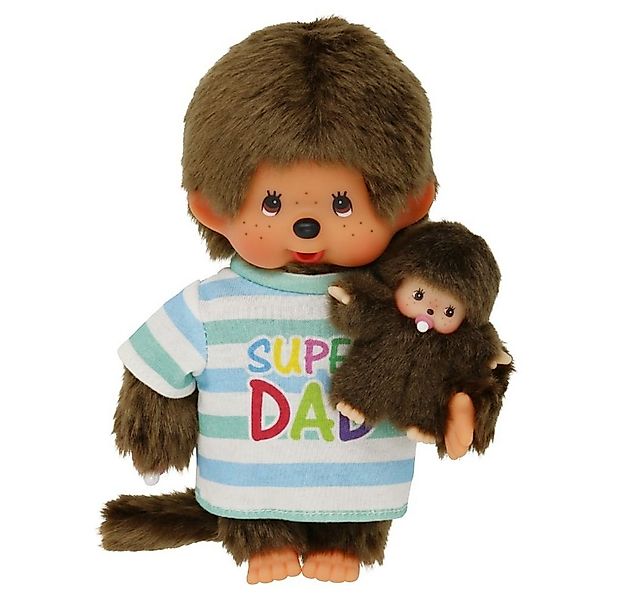 Monchhichi Plüschfigur Super Dad mit Kind 20 cm Monchhichi Puppe Junge Papa günstig online kaufen