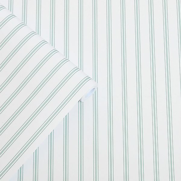 Laura Ashley Vliestapete Farnworth Stripe Sage Green Grün FSC® günstig online kaufen