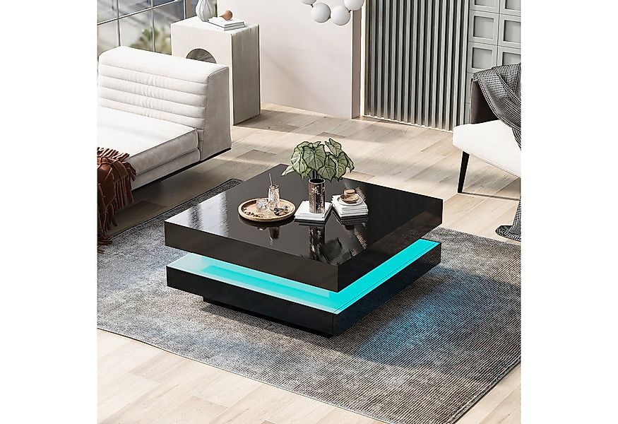 STILVORA Couchtisch mit LED-Beleuchtung,quadratischer Wohnzimmertisch Sofat günstig online kaufen