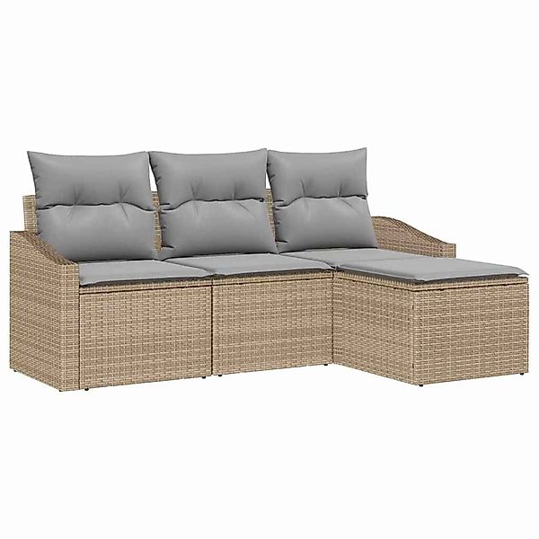 vidaXL Garten-Sofa-Set 4-Tlg Beige Poly Rattan 3346670 günstig online kaufen