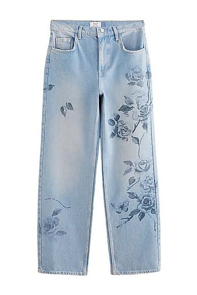 Next Weite Jeans Jeans mit weitem Bein und Blumen-Print (1-tlg) günstig online kaufen