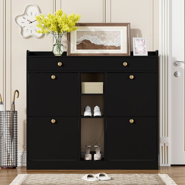 Merax Schuhschrank mit 4 Klapptüren, 2 günstig online kaufen