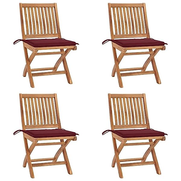 vidaXL Klappbare Gartenstühle mit Kissen 4 Stk Massivholz Teak 3072816 günstig online kaufen
