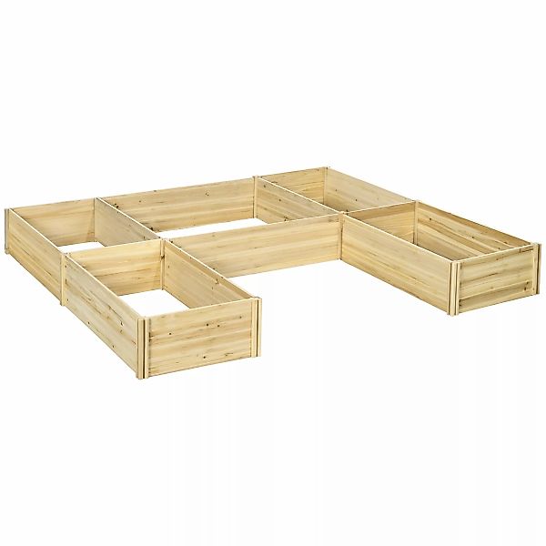 Outsunny Set mit 5 modularen Blumenbeeten aus vorimprägniertem Fichtenholz günstig online kaufen