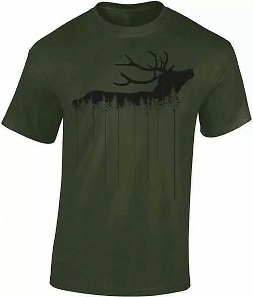 Baddery Print-Shirt Waldhirsch - Jäger T-Shirt - Jägerkleidung - Jagd Zubeh günstig online kaufen