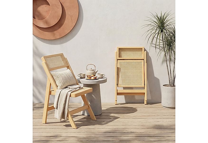 TLGREEN Klappstuhl aus Holz,Faltbar Esszimmerstuhl, (87x46x43cm Rattan Stuh günstig online kaufen