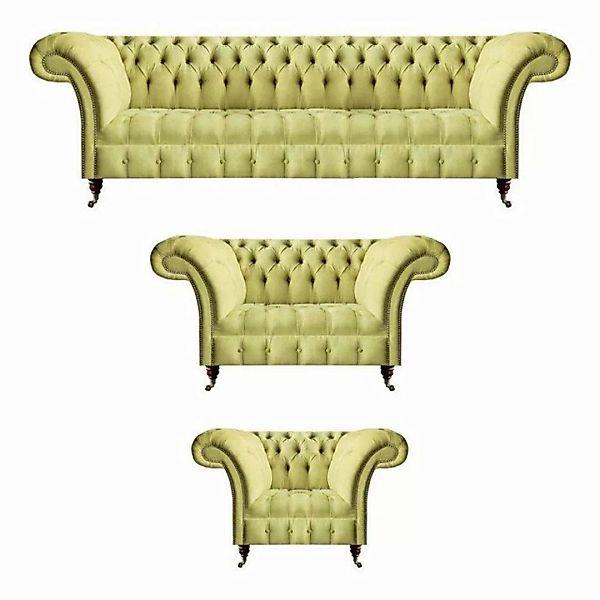 JVmoebel Chesterfield-Sofa Wohnzimmer Sofa Set 3tlg Luxus Sitzmöbel Chester günstig online kaufen