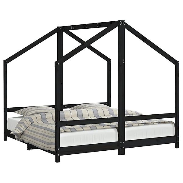 vidaXL Kinderbett Schwarz 2x 80x160 cm Massivholz Kiefer 3200597 günstig online kaufen
