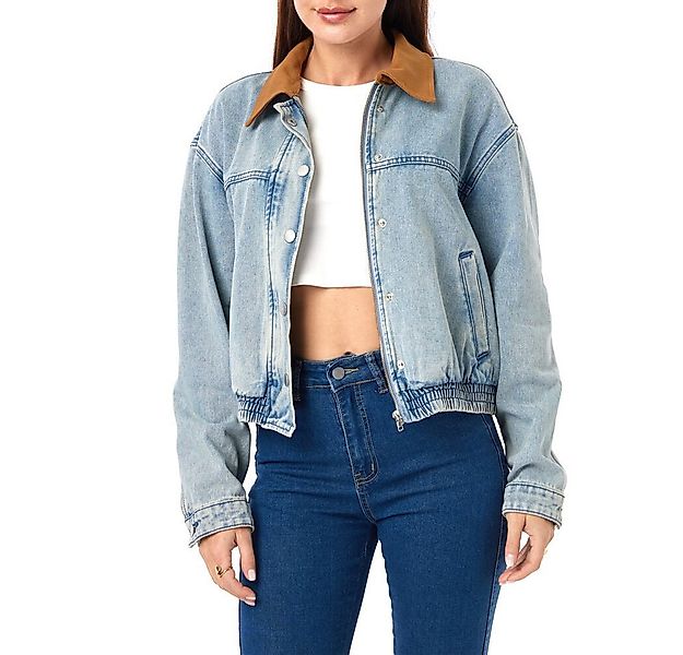 Ital-Design Jeansjacke Trendige Jeansjacke mit Kontrastkragen für Damen (90 günstig online kaufen