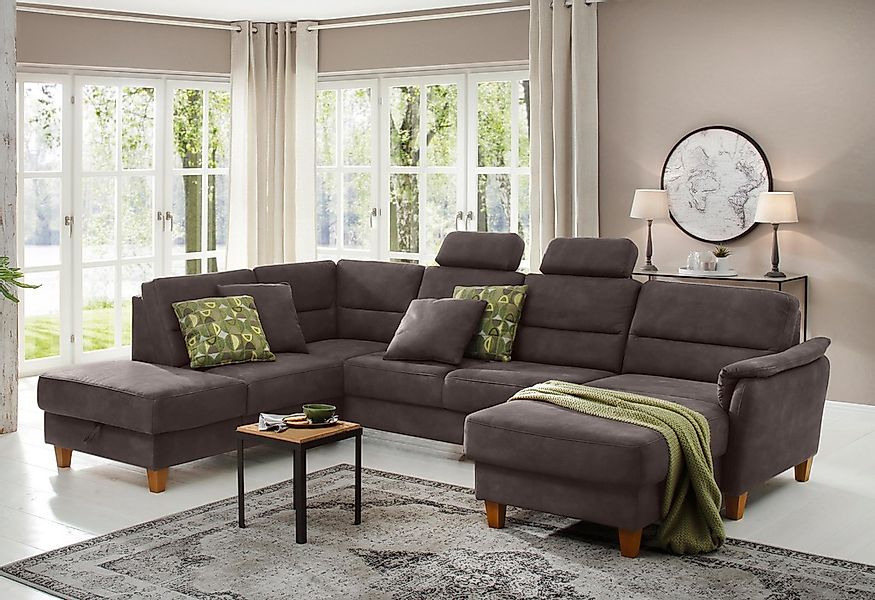 Home affaire Wohnlandschaft "Palmera U-Form, B: 308 cm" optional Bettfunkti günstig online kaufen