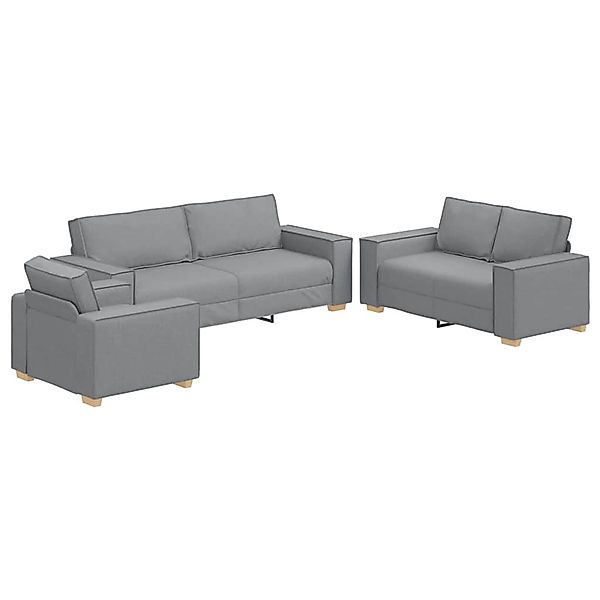 vidaXL Sofa-Set 3-Tlg Hellgrau Leinenmischgewebe 3324609 günstig online kaufen