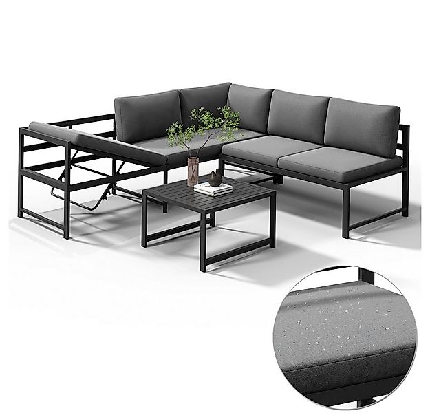 Mucola Gartenlounge-Set Ecksofa mit Liegefunktion Aluminium Sitzgruppe wett günstig online kaufen