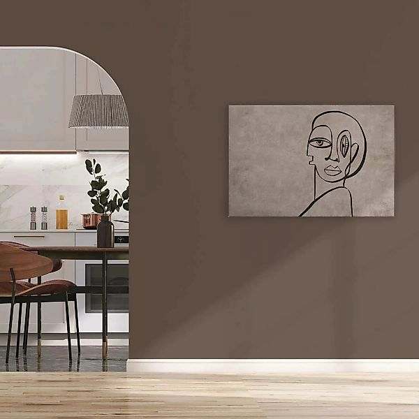 Bricoflor Abstrakte Kunst Auf Leinwand In Grau Schwarz Modernes Wandbild Mi günstig online kaufen