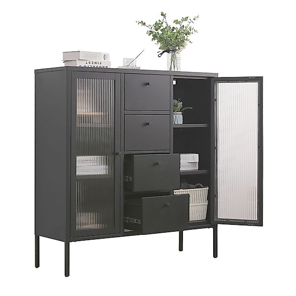 Mein-Regal Highboard PARIS, Schwarz Kommode Metall günstig online kaufen