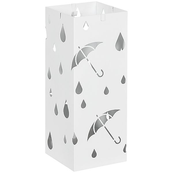 HOMCOM Regenschirmständer Schirmständer mit 4 Haken Wasserauffangschale Wei günstig online kaufen