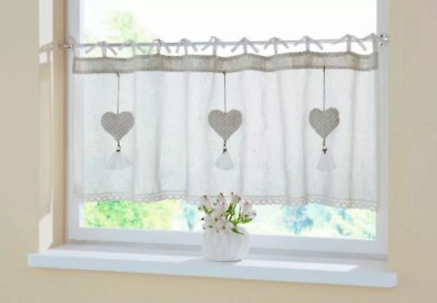HOME Living Fenstervorhang SPAR-SET 2x Herzhänger Vorhänge beige Gr. one si günstig online kaufen