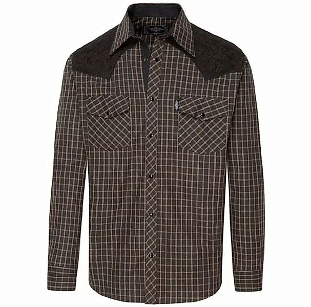 Stars & Stripes Langarmhemd Westernhemd Roger, schwarz mit besticktem Weste günstig online kaufen