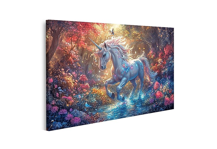 islandburner Leinwandbild Magisches Einhorn im verzauberten Wald günstig online kaufen