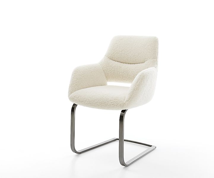 Freischwinger Yago-Flex mit Armlehnen Teddystoff Beige Freischwinger flach günstig online kaufen