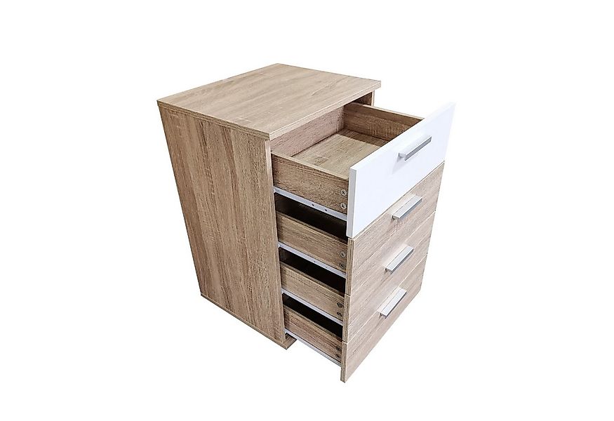 HTI-Living Nachtschrank Nachtkommode 4 Schubladen Nina Sonoma Weiß (Stück, günstig online kaufen