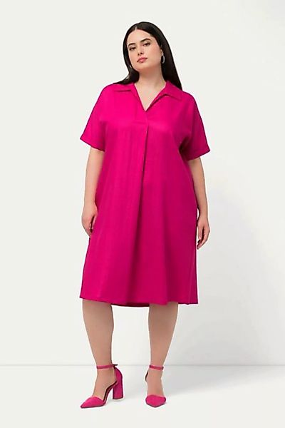 Ulla Popken Jerseykleid Minikleid Oversized Hemdkragen V-Ausschnitt günstig online kaufen