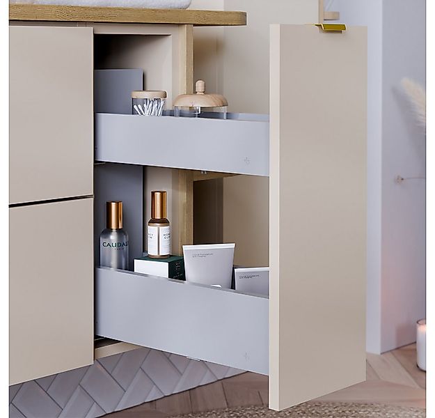 Lomadox Waschbeckenschrank DURANGO-56 80 cm breit in kaschmir, 2 Schubladen günstig online kaufen