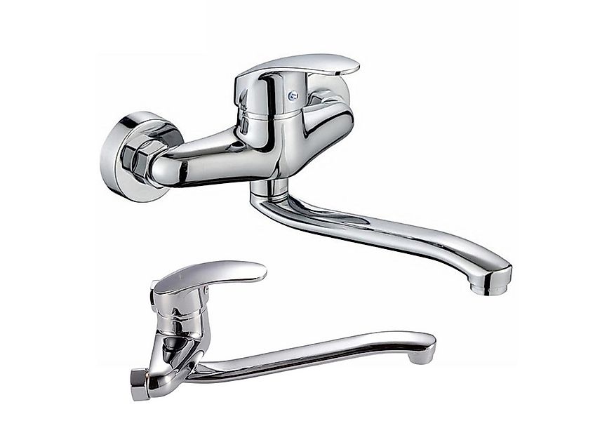 REDOM Spültischarmatur Küchenarmatur Wandmontage Wasserhahn 360° drehbar (2 günstig online kaufen