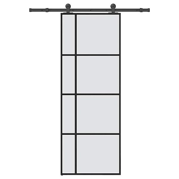 vidaXL Schiebetür mit Beschlag 76x205 cm ESG-Glas & Aluminium 3332910 günstig online kaufen