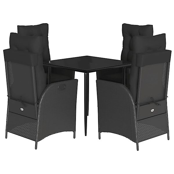 vidaXL 5-Tlg Garten-Essgruppe mit Kissen Schwarz Poly Rattan 3213175 günstig online kaufen